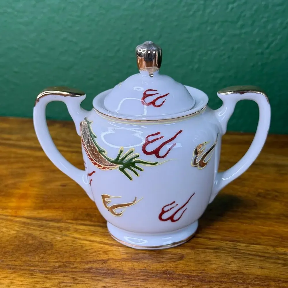 Vintage Kutani Japan Hand Painted Dragonware Sunray Tea Set